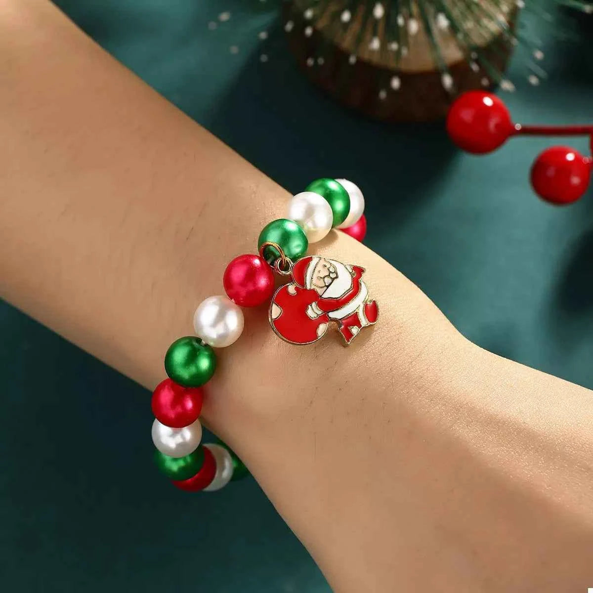 5 Piece Christmas Synthetic Pearl Bracelet