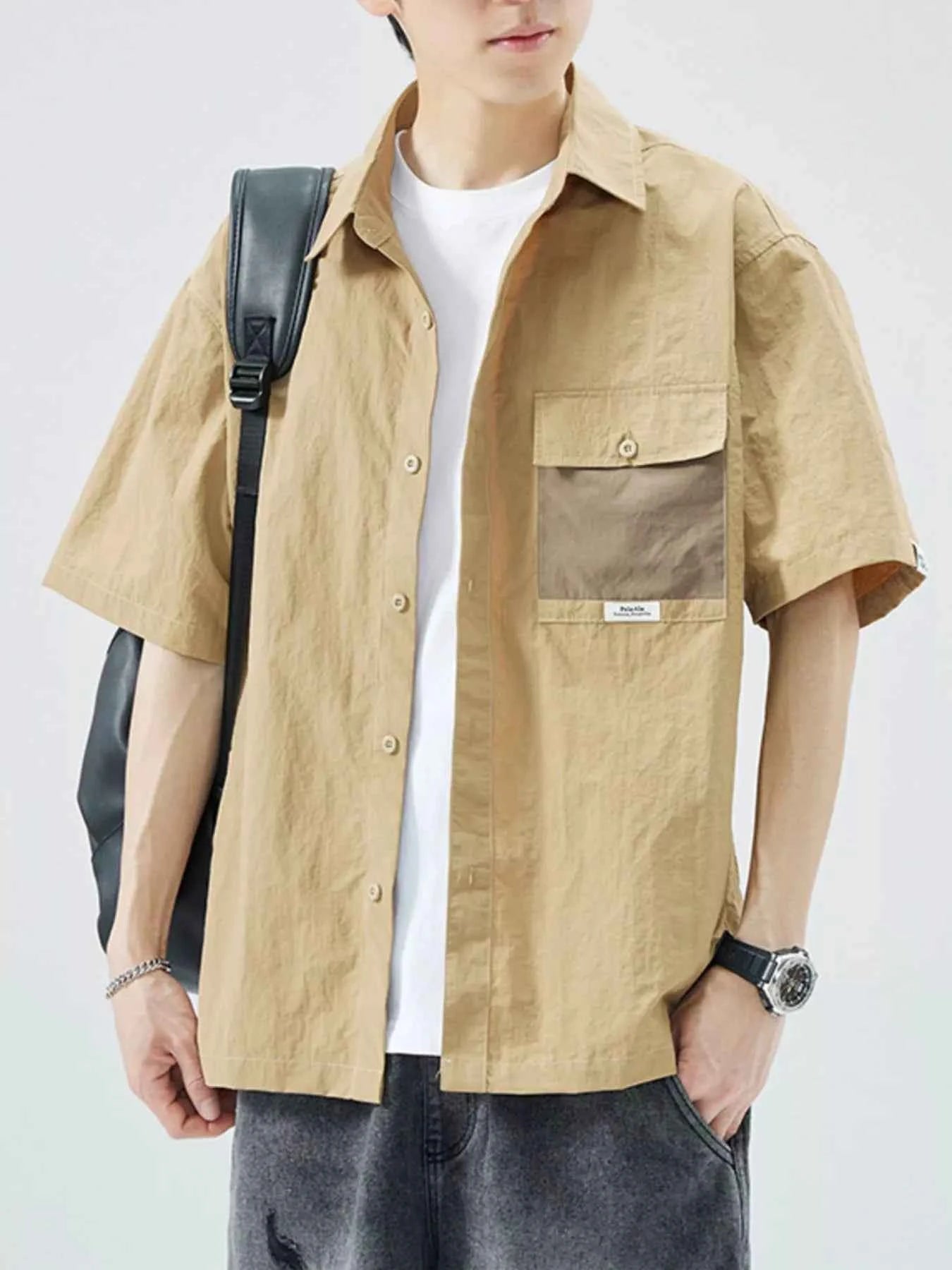 Men's Plus Size Button Up Short Sleeve Shirt