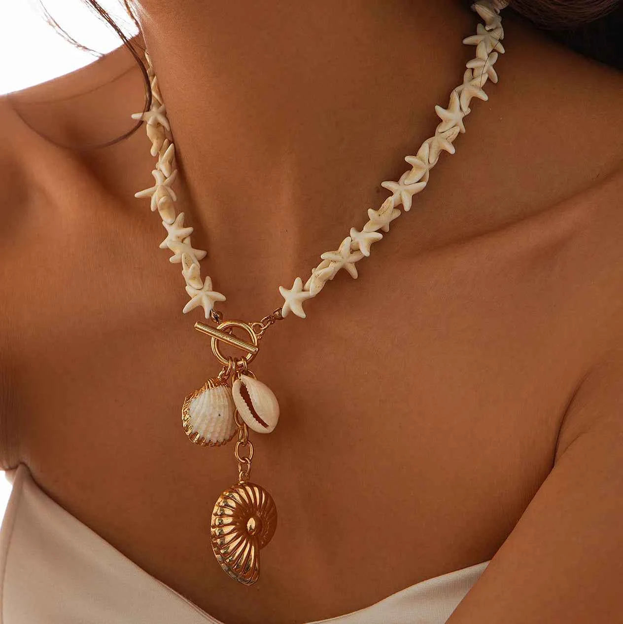 Starfish Shell Pendant Necklace