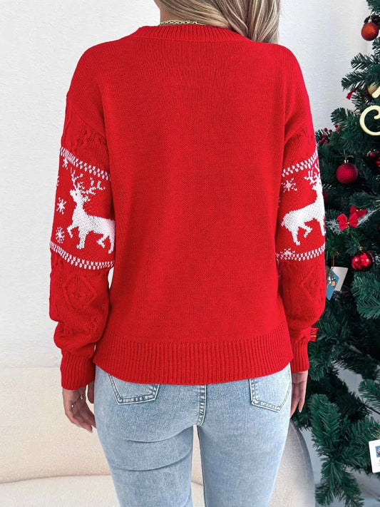 Christmas Reindeer Round Neck Sweater