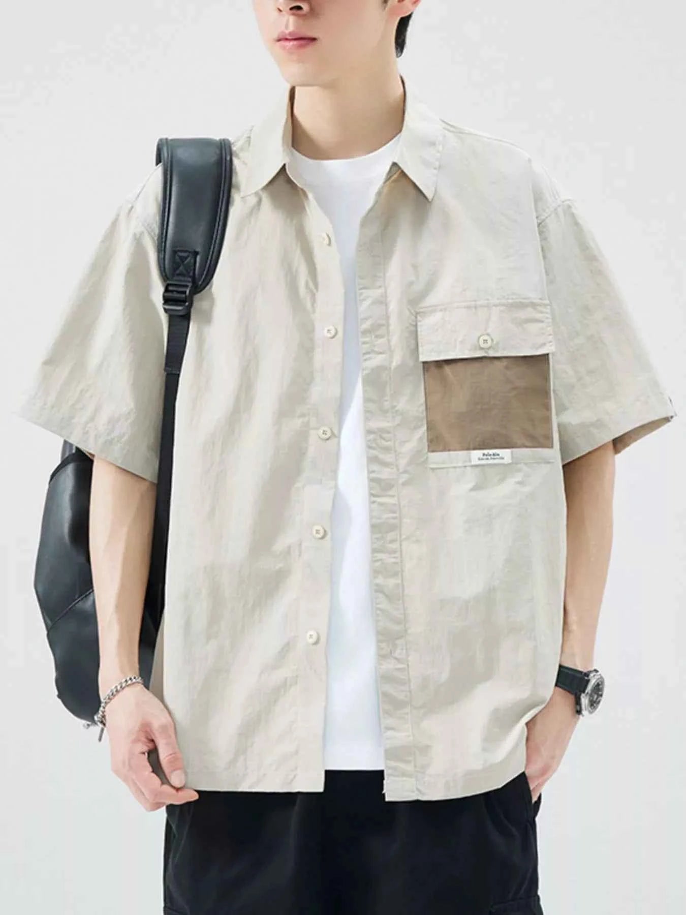 Men's Plus Size Button Up Short Sleeve Shirt