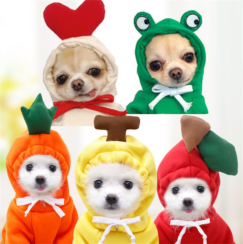Cute Fruit Dog Clothes For Small Dogs Hoodies Winter Warm Fleece Pet Clothing Puppy Cat Costume Coat For French Chihuahua Outfit - OnlyAttire
