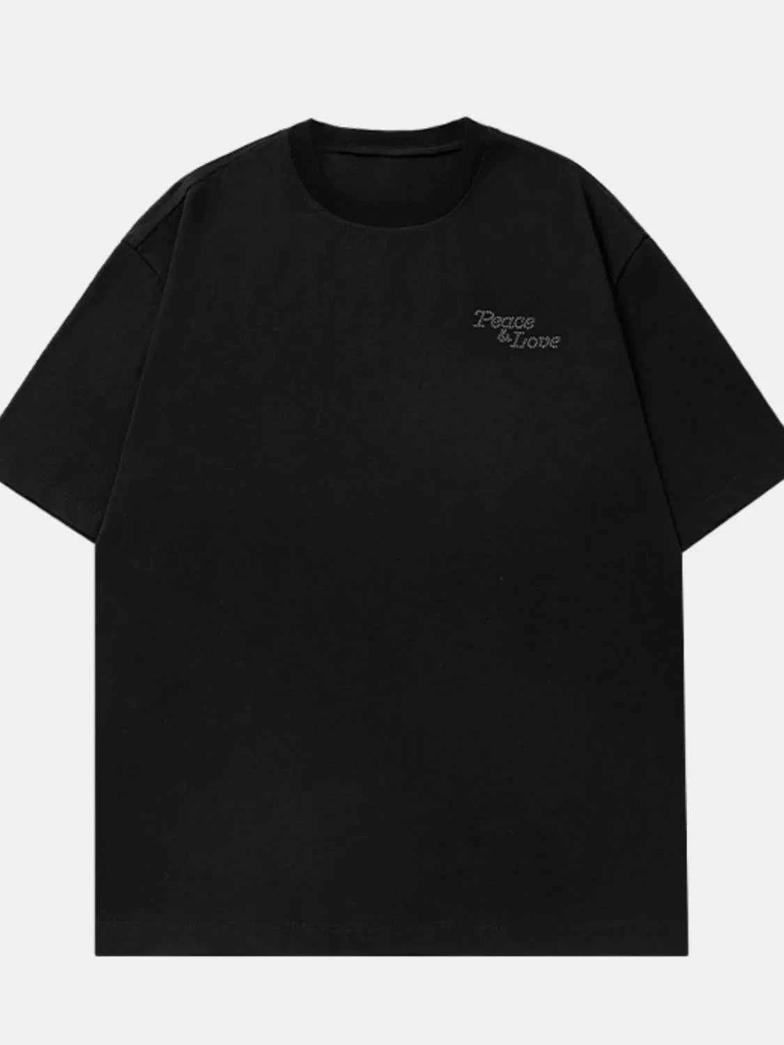 Men's Plus Size Rhinestone Round Neck Half Sleeve T-Shirt