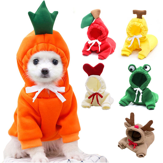 Cute Fruit Dog Clothes For Small Dogs Hoodies Winter Warm Fleece Pet Clothing Puppy Cat Costume Coat For French Chihuahua Outfit - OnlyAttire