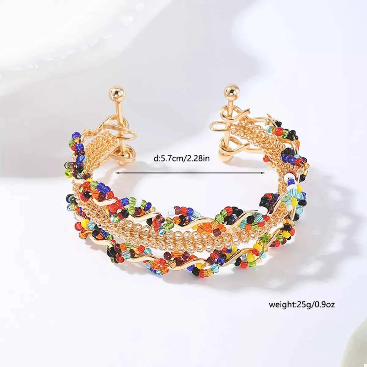 18K Gold-Plated Three Layered Open Bracelet