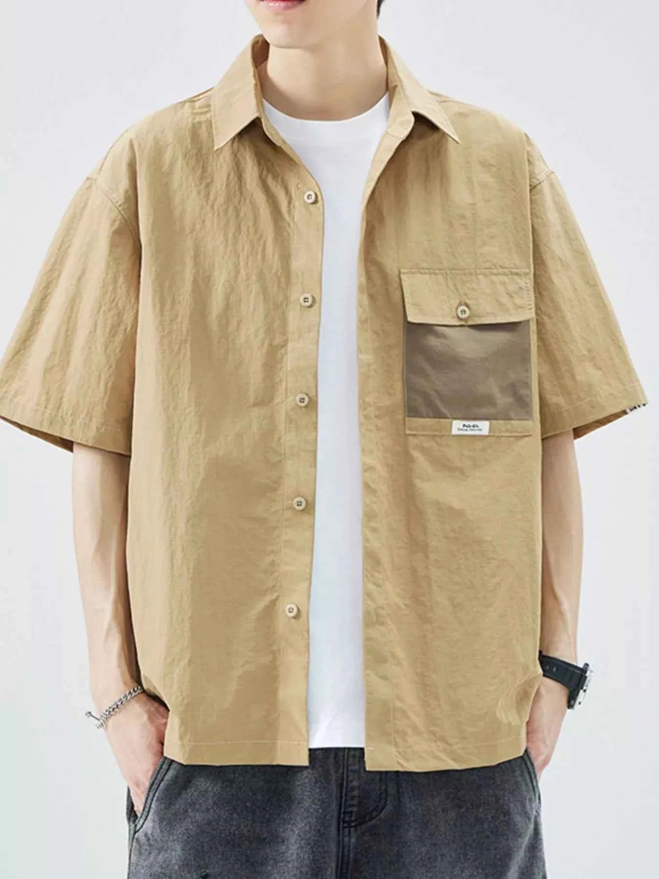 Men's Plus Size Button Up Short Sleeve Shirt