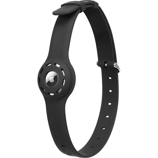 Adjustable Black Silicone Dog Collar for Large Dogs - Apple AirTag