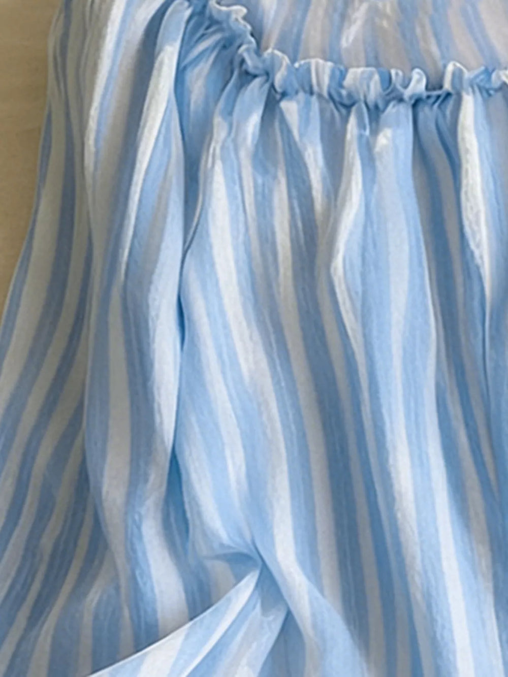 Striped Flounce Sleeve Blouse