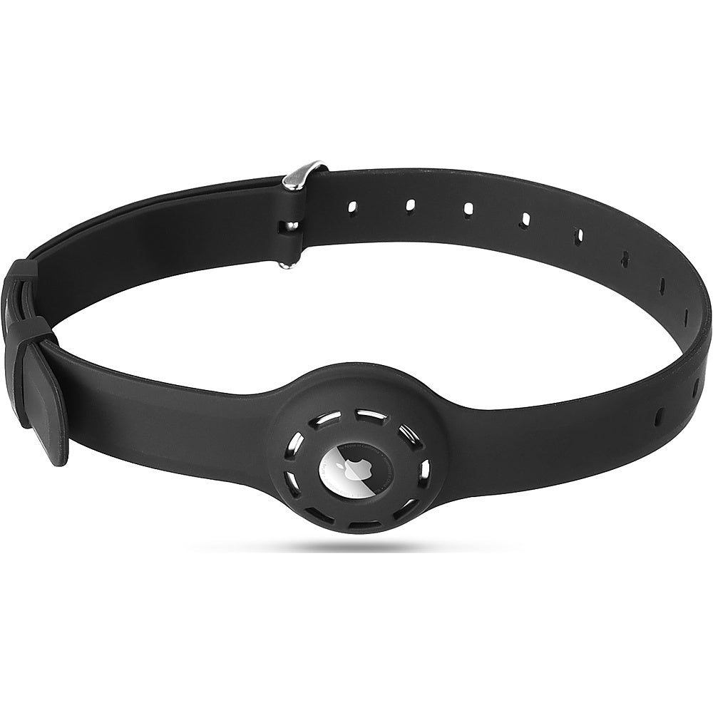 Adjustable Black Silicone Dog Collar for Large Dogs - Apple AirTag