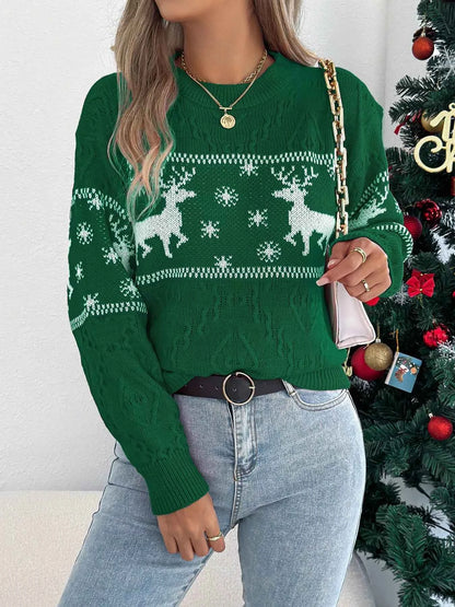 Christmas Reindeer Round Neck Sweater