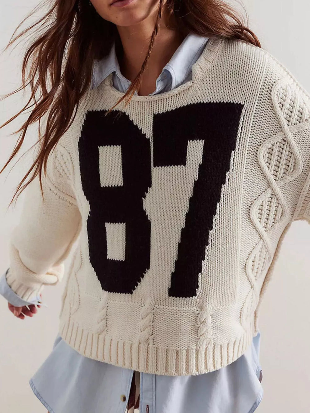 87 Number Cable-Knit Sweater