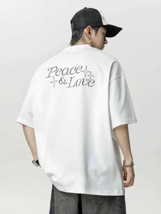 Men's Plus Size Rhinestone Round Neck Half Sleeve T-Shirt