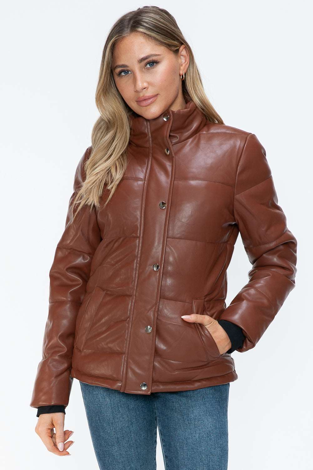 YMI Pocketed Zip Up Turtleneck Puffer Jacket