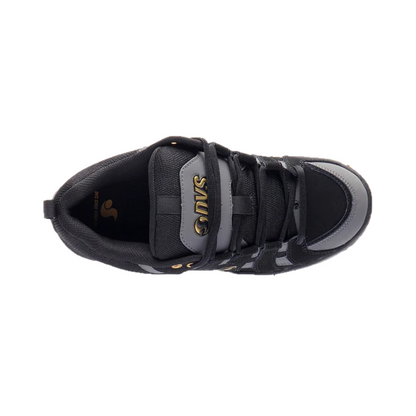 DVS F0000335002 PRIMO MN'S (Medium) Black/Charcoal/Gold Leather, Suede & Nubuck Skate Shoes - OnlyAttire