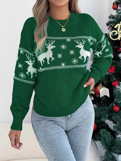 Christmas Reindeer Round Neck Sweater