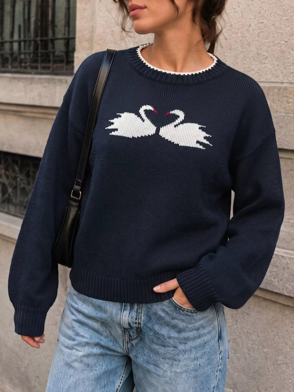 Swan Dropped Shoulder Sweater