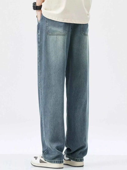 Men's Relaxed Fit Wide Leg Vintage Wash Jeans