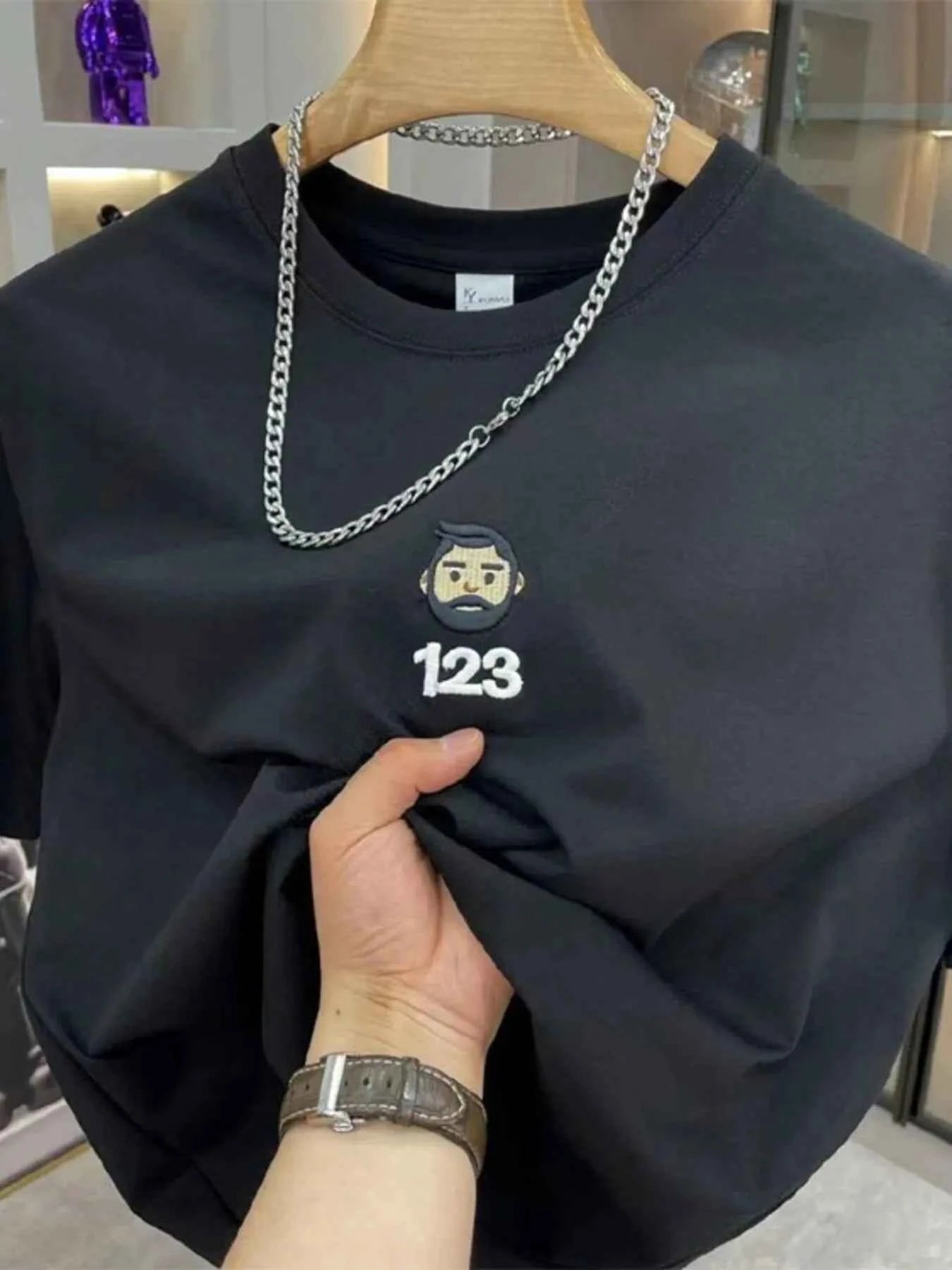 Men's Full Size Number 123 Round Neck T-Shirt Plus Size
