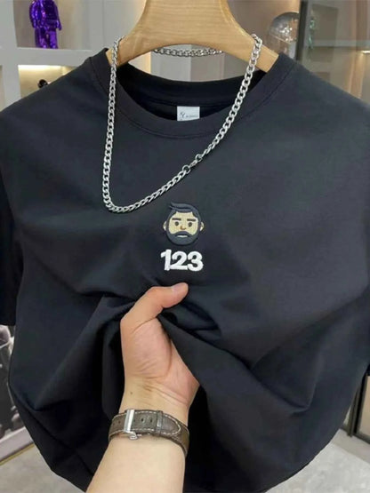 Men's Full Size Number 123 Round Neck T-Shirt Plus Size