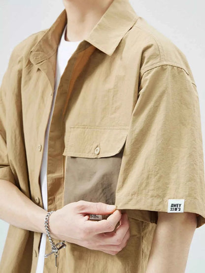Men's Plus Size Button Up Short Sleeve Shirt