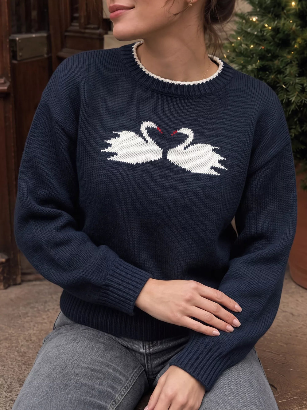 Swan Dropped Shoulder Sweater