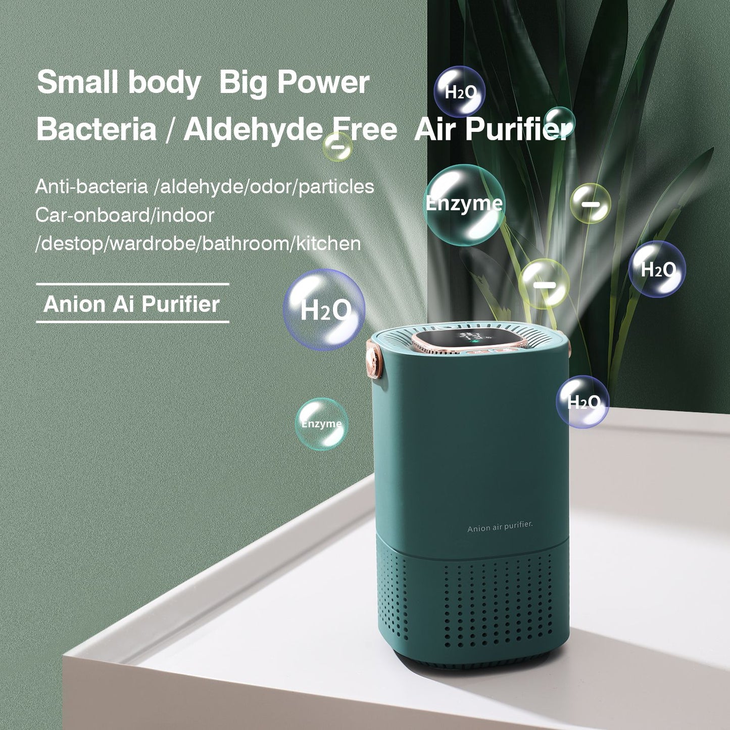 Desktop Air Purifier H13 Filter Negative Ion Purification 2000mAh Portable Car Freshener For Home