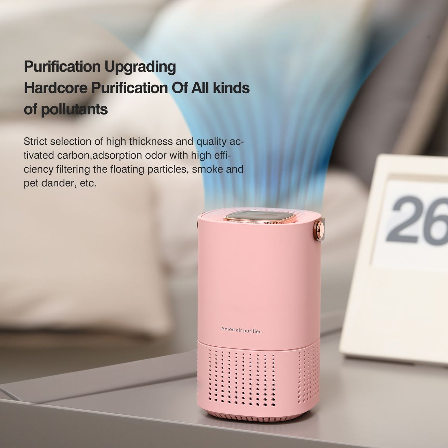 Desktop Air Purifier H13 Filter Negative Ion Purification 2000mAh Portable Car Freshener For Home