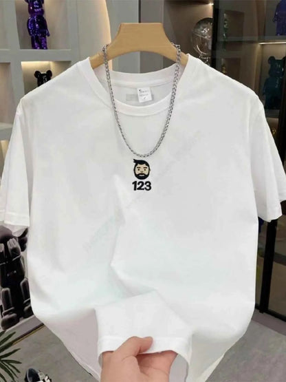 Men's Full Size Number 123 Round Neck T-Shirt Plus Size