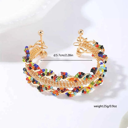 18K Gold-Plated Three Layered Open Bracelet