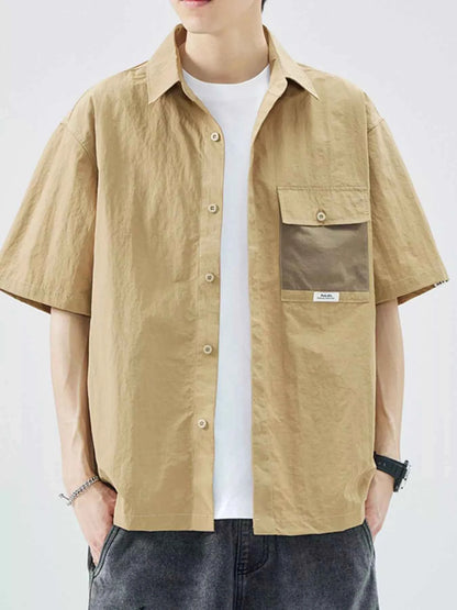 Men's Plus Size Button Up Short Sleeve Shirt