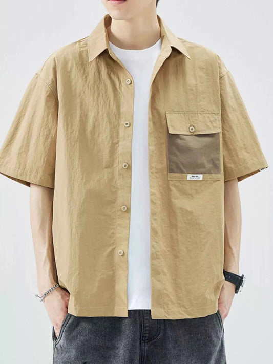 Men's Plus Size Button Up Short Sleeve Shirt