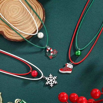 2 Piece Christmas Themed Pendant Necklace